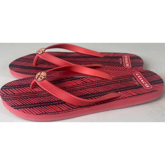 Coach Alessa Red Women Flip Flop Coral 9-10 - Picture 5 of 6